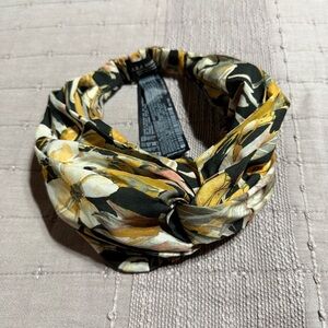 ZARA Knotted Floral Headband in Olive, Mustard & Cream